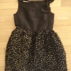 BELLE Badgley Mischka Girls Dress 10 Black Gold Metallic Bow Special Occasion